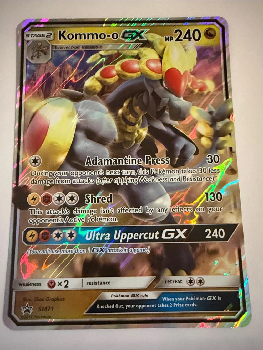 Pokemon Kommo-o GX Holographic Card - Jumbo Card, black star promo sm71